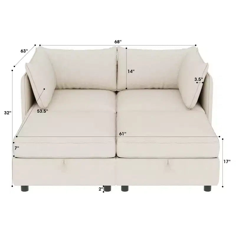Divanetto modulare Christopher Knight Home Penny Versatile 68 con due pouf