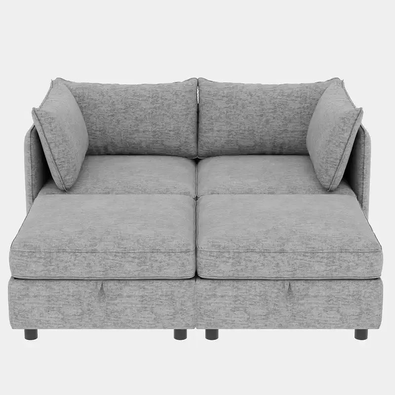 Divanetto componibile versatile Christopher Knight Home Penny 68 con contenitore e due pouf