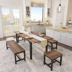 Set da pranzo da 5 pezzi per 4-6 persone, grande tavolo da pranzo allungabile da 63 per 4 persone, tavolo da cucina con panche e sgabelli
