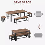 Set da pranzo da 5 pezzi per 4-6 persone, grande tavolo da pranzo allungabile da 63 per 4 persone, tavolo da cucina con panche e sgabelli