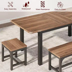 Set da pranzo da 5 pezzi per 4-6 persone, grande tavolo da pranzo allungabile da 63 per 4 persone, tavolo da cucina con panche e sgabelli