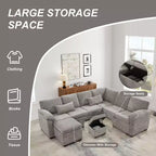 Divano sezionale angolare a L da 97" con pouf contenitore, divano angolare a 7 posti in tessuto ciniglia con 2 cuscini per soggiorno - ModernLuxe