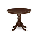 HomeStock Set da Pranzo 5 Pezzi con Tavolo Rotondo 36 e Quattro Sedie con Sedile in Ecopelle, Mogano