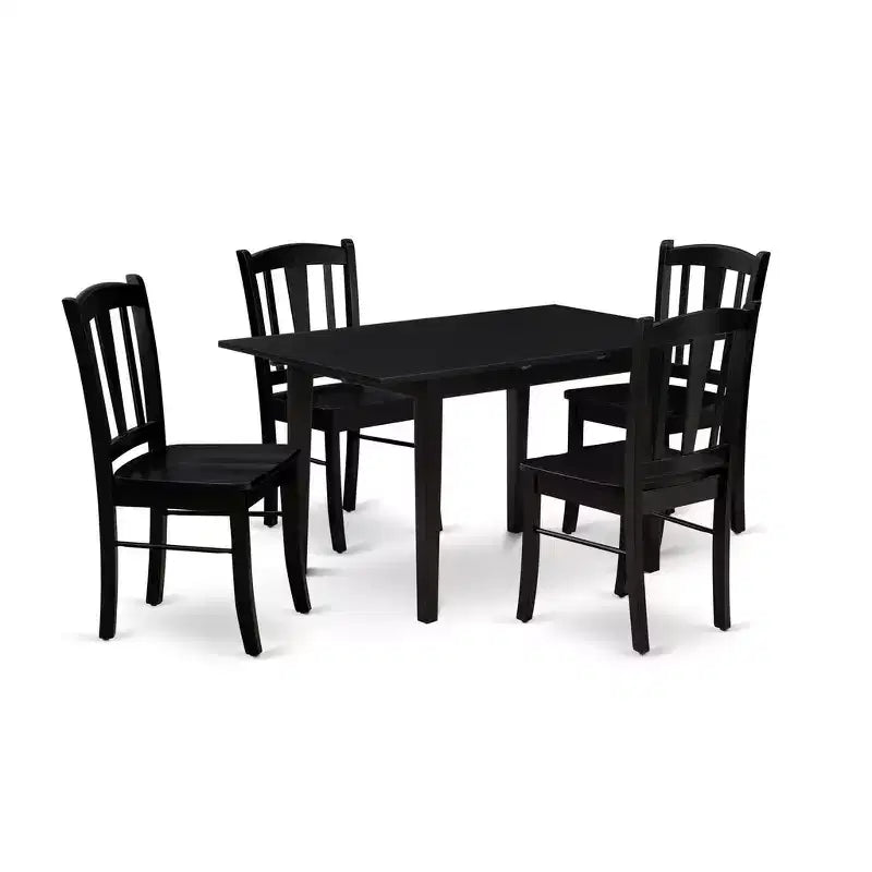 HomeStock Set da pranzo 5 pezzi tavolo e sedie, finitura nera