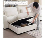Christopher Knight Home Nelly Divano Sezionale Grande a L in Velluto a Coste 157,5 con Pouf Contenitore e 4 Cuscini Lombari
