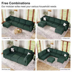 Divano componibile Belffin con pouf contenitore, divano componibile di lusso in velluto a coste con chaise longue, componibile moderno convertibile per soggiorno