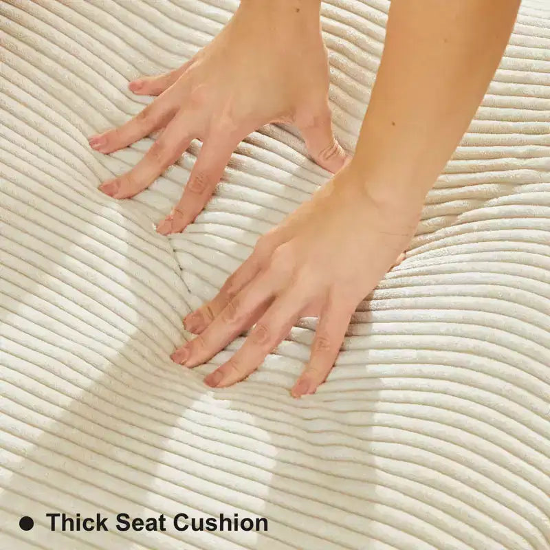 Divano componibile Belffin con pouf contenitore, divano componibile di lusso in velluto a coste con chaise longue, componibile moderno convertibile per soggiorno