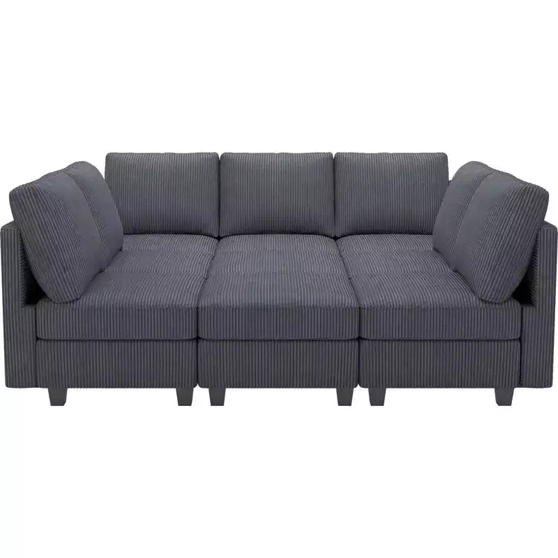 Divano letto modulare componibile Belffin in velluto a coste, 9 posti convertibile con pouf contenitore, divano letto componibile per soggiorno