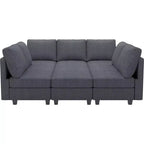 Divano letto modulare componibile Belffin in velluto a coste, 9 posti convertibile con pouf contenitore, divano letto componibile per soggiorno