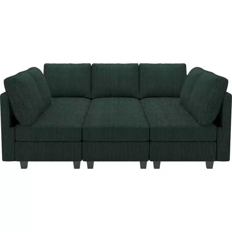 Divano letto modulare componibile Belffin in velluto a coste, 9 posti convertibile con pouf contenitore, divano letto componibile per soggiorno