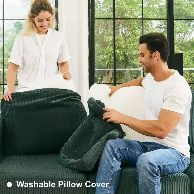 Divano letto modulare componibile Belffin in velluto a coste, 9 posti convertibile con pouf contenitore, divano letto componibile per soggiorno