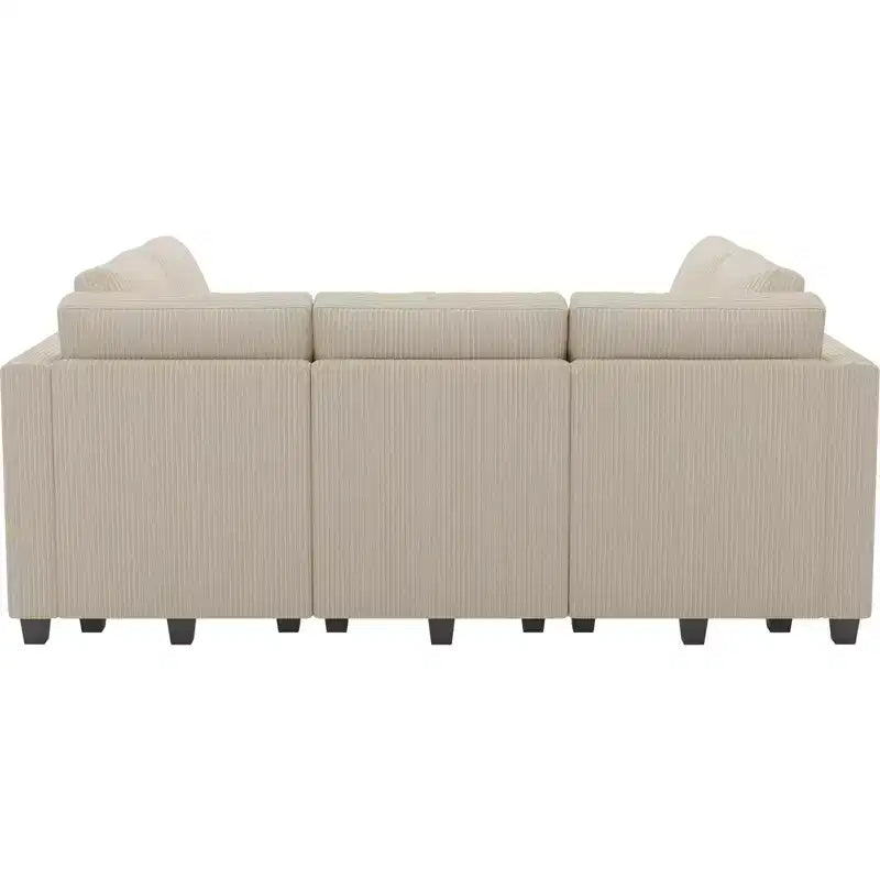 Divano letto modulare componibile Belffin in velluto a coste, 9 posti convertibile con pouf contenitore, divano letto componibile per soggiorno