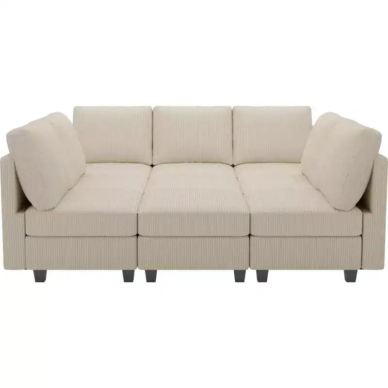 Divano letto modulare componibile Belffin in velluto a coste, 9 posti convertibile con pouf contenitore, divano letto componibile per soggiorno