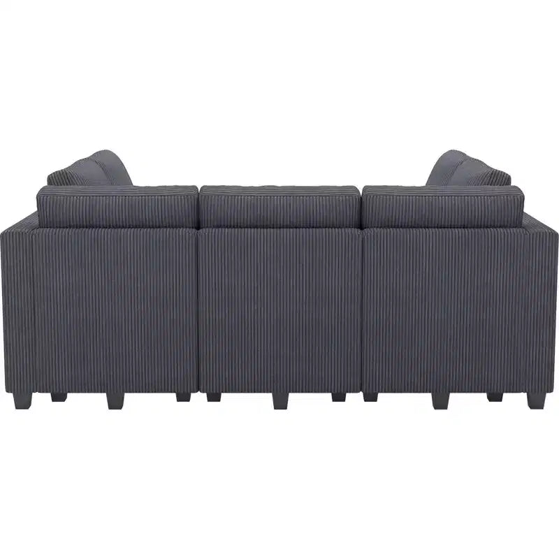Divano letto modulare componibile Belffin in velluto a coste, 9 posti convertibile con pouf contenitore, divano letto componibile per soggiorno