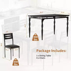 Set tavolo da pranzo da 5 pezzi, set tavolo da pranzo e sedie in stile industriale per 4 persone