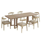 Christopher Knight Home Dason, Set da Pranzo Moderno di Metà Secolo da 7 Pezzi con Sedie Imbottite e Tavolo Minimalista
