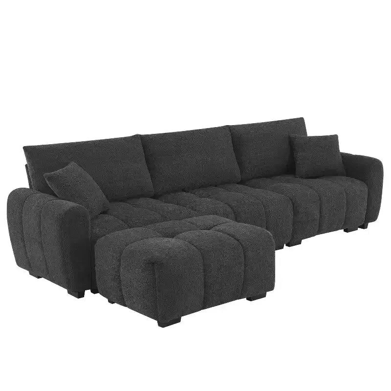 Divano componibile a L Merax con pouf mobile