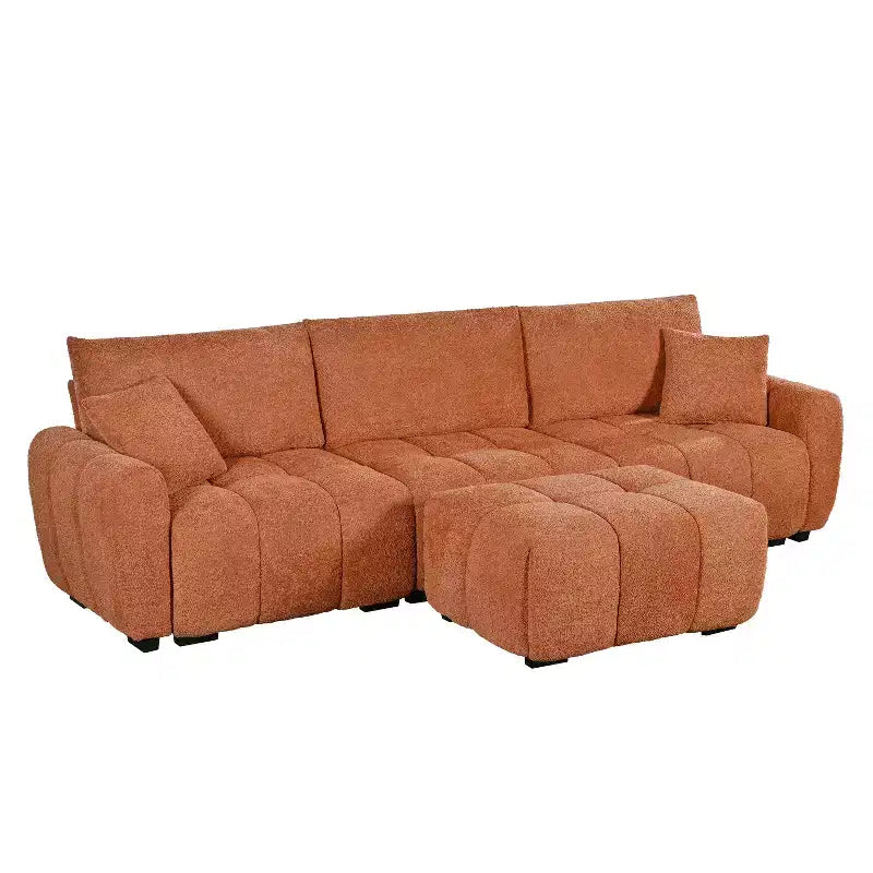 Divano componibile a L Merax con pouf mobile