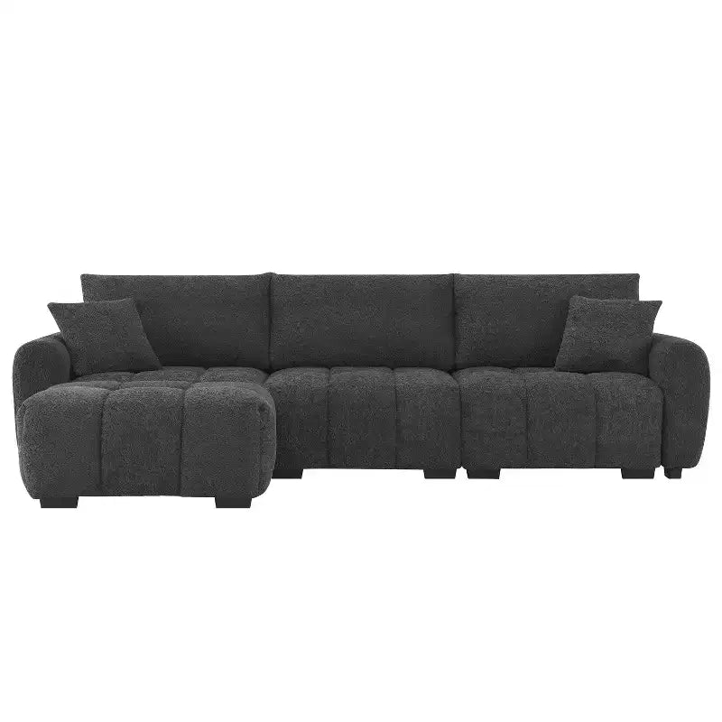 Divano componibile a L Merax con pouf mobile