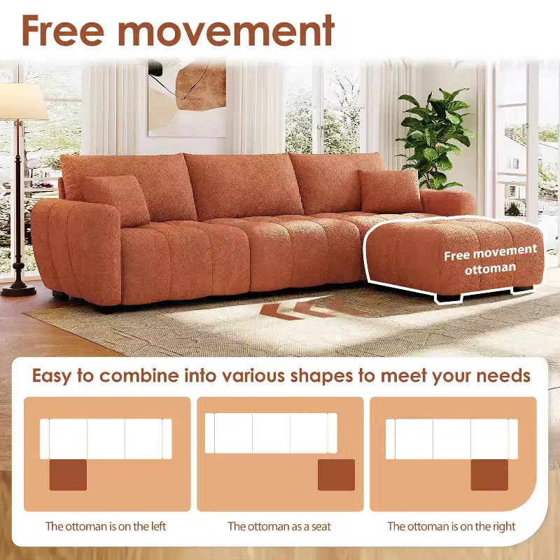 Divano componibile a L Merax con pouf mobile