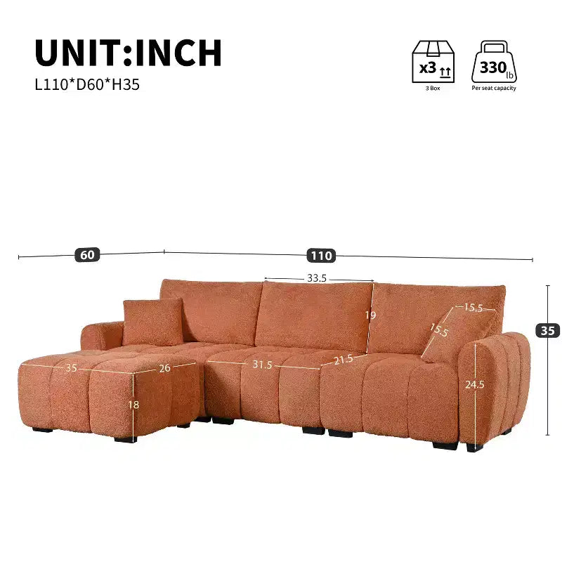 Divano componibile a L Merax con pouf mobile