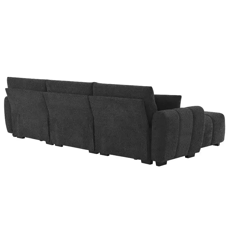 Divano componibile a L Merax con pouf mobile