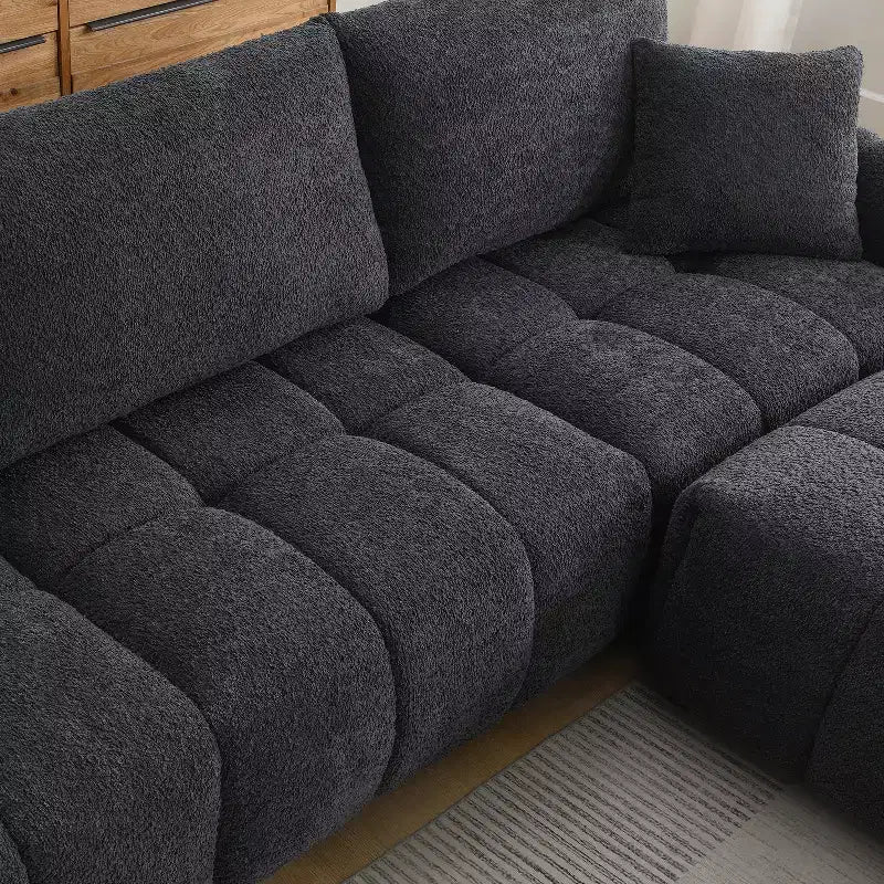 Divano componibile a L Merax con pouf mobile