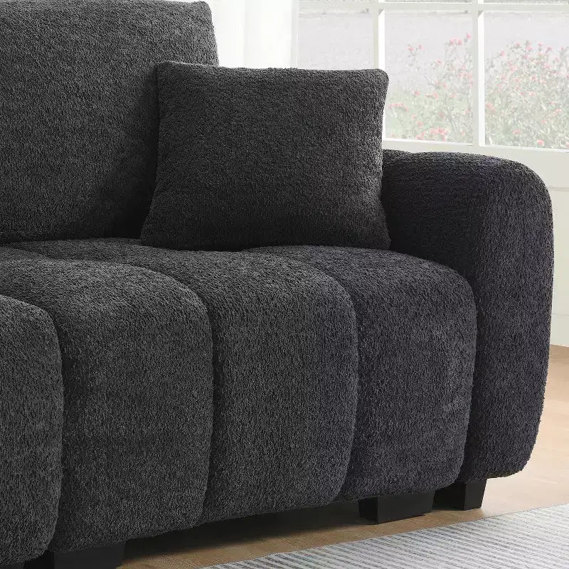 Divano componibile a L Merax con pouf mobile