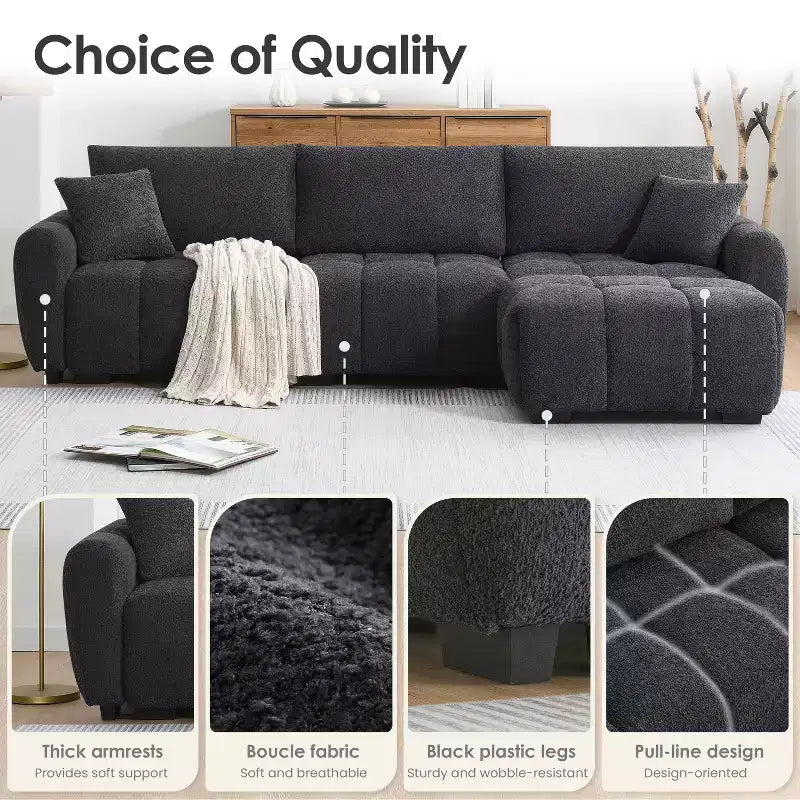 Divano componibile a L Merax con pouf mobile