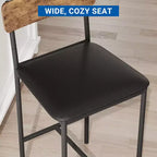 Tavolo da Cucina Altezza Bancone con 2 Sgabelli Imbottiti, Set Tavolo da Pranzo e Sedie in Legno per 2 con Ripiani, per Spazi Piccoli, Appartamento