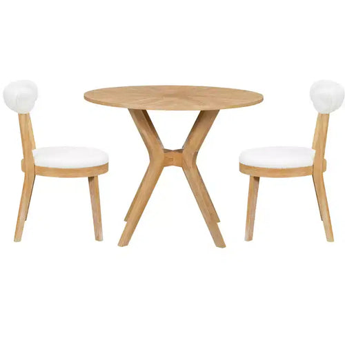 Set da pranzo rotondo da 3 pezzi per 2 persone, set da pranzo con tavolo da cucina, set da tavolo per angolo colazione con 2 sedie da pranzo imbottite - ModernLuxe