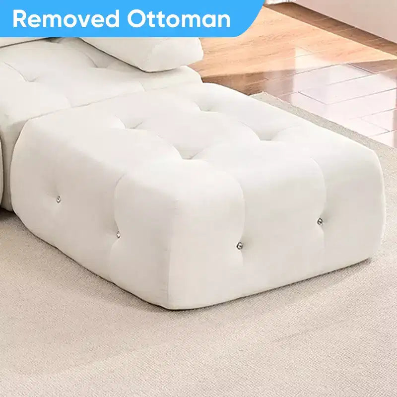 Divano sezionale modulare a forma di U in velluto Mjkone con pouf a combinazione libera, divano convertibile a 4 posti con finiture a rivetti