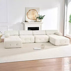 Divano sezionale modulare a forma di U in velluto Mjkone con pouf a combinazione libera, divano convertibile a 4 posti con finiture a rivetti
