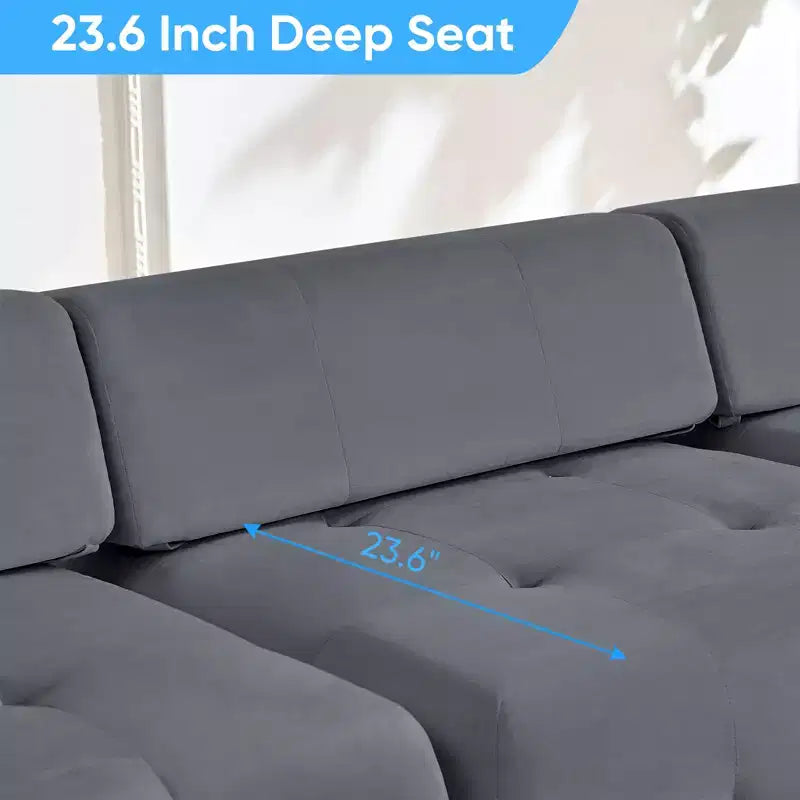 Divano sezionale modulare a forma di U in velluto Mjkone con pouf a combinazione libera, divano convertibile a 4 posti con finiture a rivetti