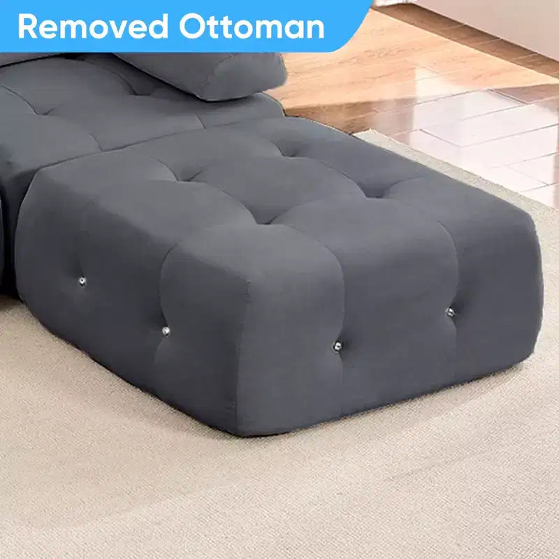 Divano sezionale modulare a forma di U in velluto Mjkone con pouf a combinazione libera, divano convertibile a 4 posti con finiture a rivetti