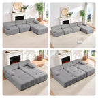 Divano sezionale modulare a forma di U in velluto Mjkone con pouf a combinazione libera, divano convertibile a 4 posti con finiture a rivetti