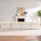 Divano sezionale modulare a forma di U in velluto Mjkone con pouf a combinazione libera, divano convertibile a 4 posti con finiture a rivetti