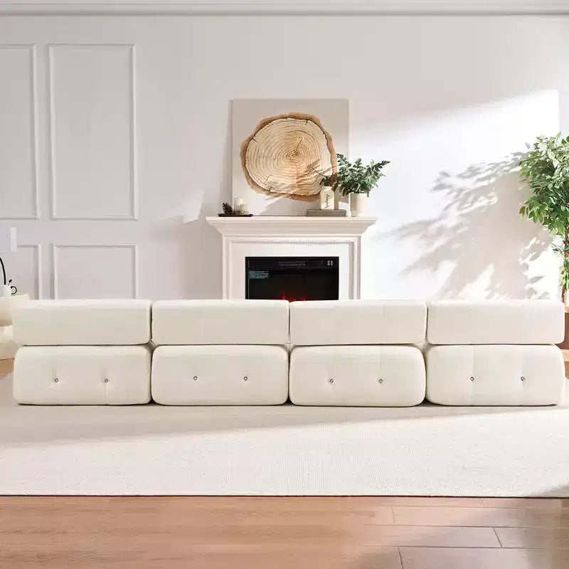 Divano sezionale modulare a forma di U in velluto Mjkone con pouf a combinazione libera, divano convertibile a 4 posti con finiture a rivetti