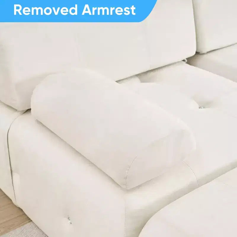 Mjkone Divano componibile a 3 posti a forma di L in velluto con pouf, divani trasformabili con bordo borchiato