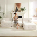 Mjkone Divano componibile a 3 posti a forma di L in velluto con pouf, divani trasformabili con bordo borchiato