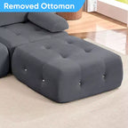 Mjkone Divano componibile a 3 posti a forma di L in velluto con pouf, divani trasformabili con bordo borchiato