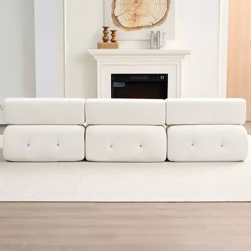 Mjkone Divano componibile a 3 posti a forma di L in velluto con pouf, divani trasformabili con bordo borchiato