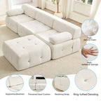 Mjkone Divano componibile a 3 posti a forma di L in velluto con pouf, divani trasformabili con bordo borchiato