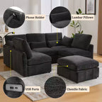 Divano componibile modulare multifunzionale Merax con pouf mobile