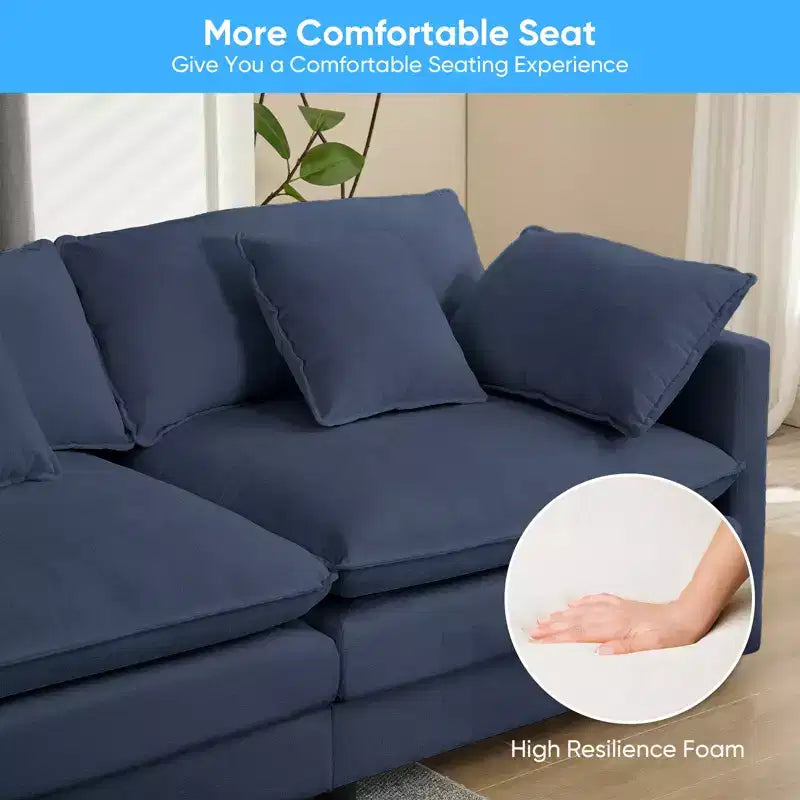 Divano modulare a forma di U Mjkone da 113'', divano a 5 posti modello Cloud con 2 pouf, divano letto moderno in ciniglia con sedute profonde