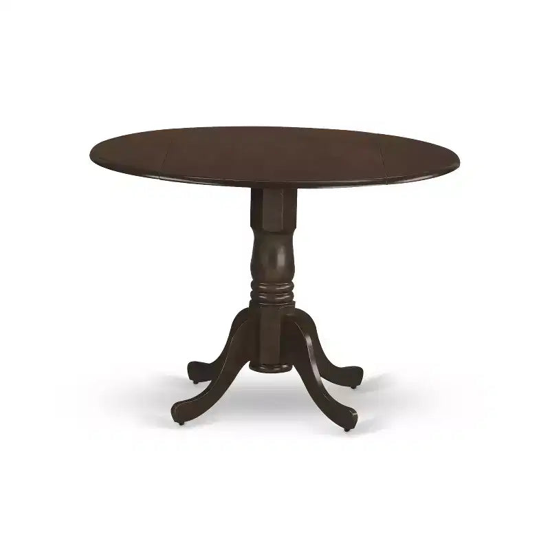 HomeStock Tavolo da pranzo Belmont con 2 ante a ribalta e sedie da cucina in pelle, Espresso