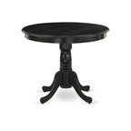 Set di tavolo e sedie da cucina Homestock Belmont 5 pezzi con tavolo da pranzo rotondo e 4 sedie Parson, finitura nera spazzolata a filo