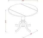 HomeStock Belmont, tavolo rotondo da cucina 42" con due allunghe a ribalta da 9" e quattro sedie Parson con gambe nere e tessuto in lino Shiitake