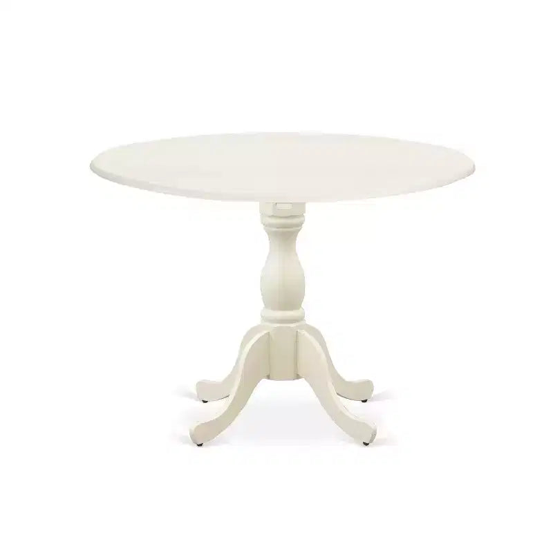 Set da pranzo moderno HomeStock Belmont 5 pezzi con 1 tavolo da pranzo con ante a ribalta e 4 sedie da sala da pranzo in tessuto di lino beige chiaro - Finitura bianco lino