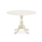 Set da pranzo moderno HomeStock Belmont 5 pezzi con 1 tavolo da pranzo con ante a ribalta e 4 sedie da sala da pranzo in tessuto di lino beige chiaro - Finitura bianco lino